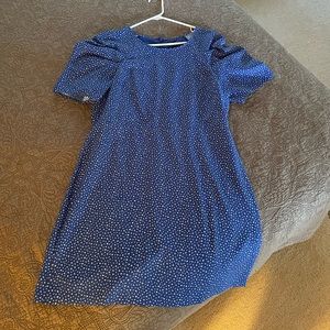 Banana Republic royal blue dress with white specs. Short sleeve